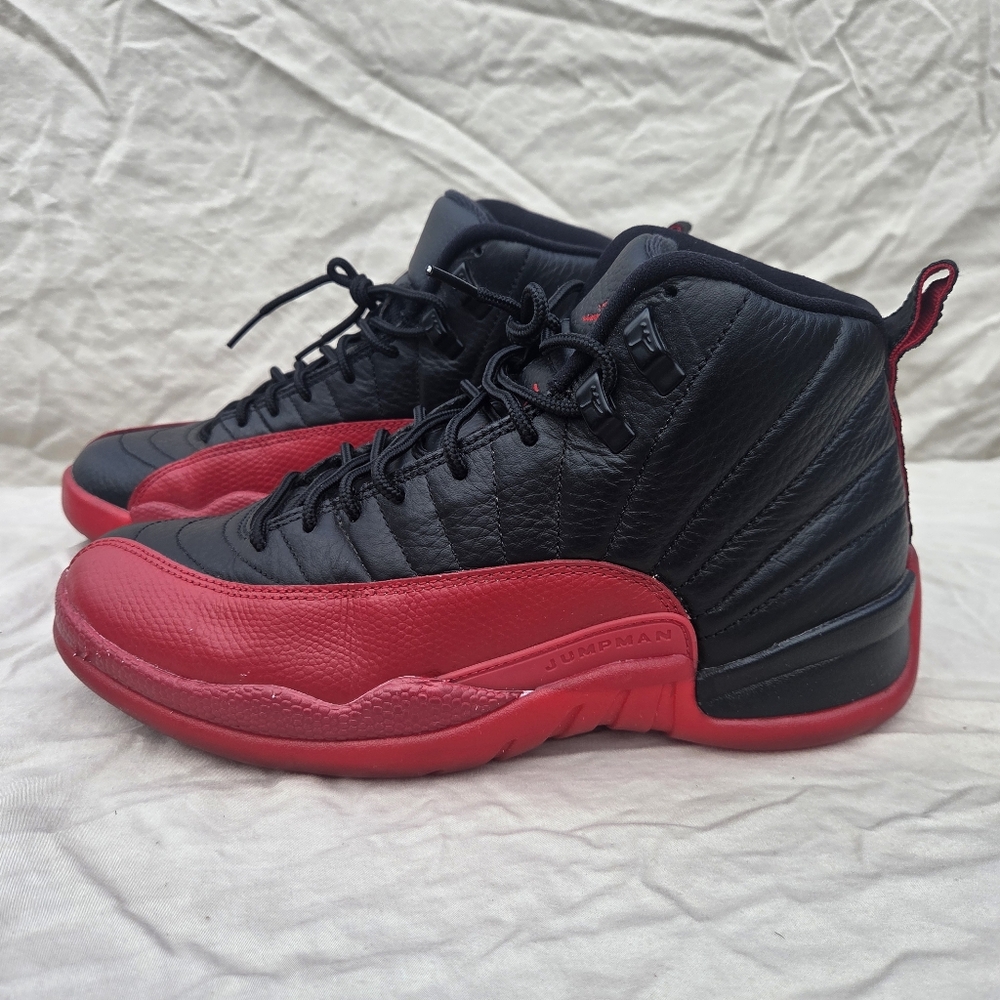 Jordan Shoes Nike Jordan 12s Flu Game Shoe Sz8 Black Red Retro Js TWO3 Leather